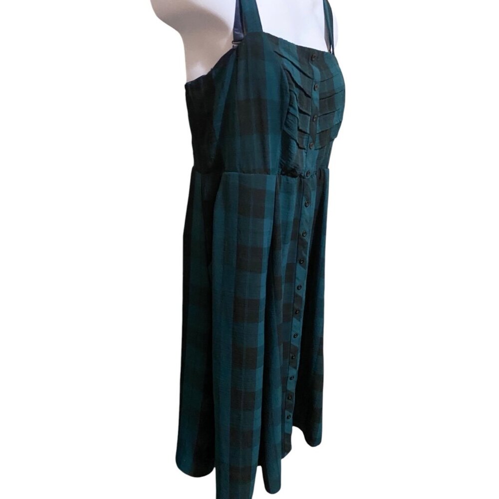 Torrid Womens Midi Dress 1X Seersucker Button Sleeveless Academia Adjustable - Picture 9 of 14